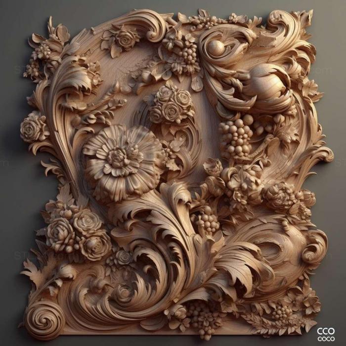 Patterns and decorations (Rococo 3, PATTERN_1823) 3D models for cnc